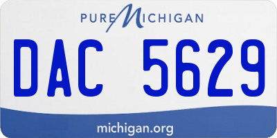 MI license plate DAC5629