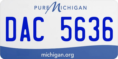 MI license plate DAC5636