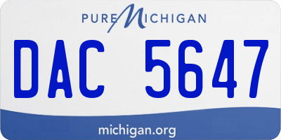 MI license plate DAC5647