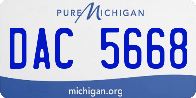 MI license plate DAC5668
