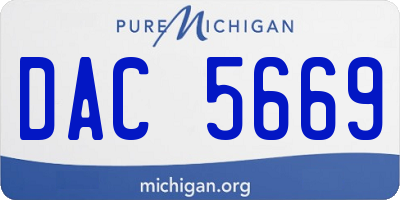 MI license plate DAC5669