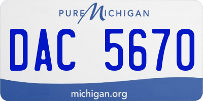 MI license plate DAC5670