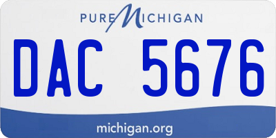 MI license plate DAC5676