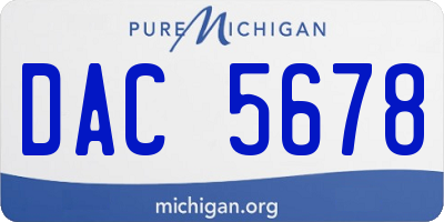 MI license plate DAC5678