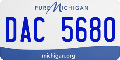 MI license plate DAC5680