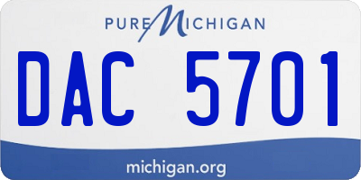 MI license plate DAC5701