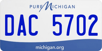 MI license plate DAC5702