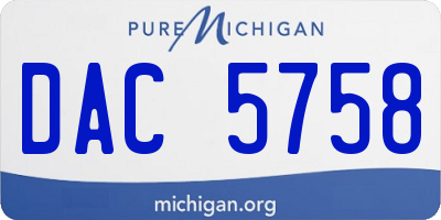 MI license plate DAC5758