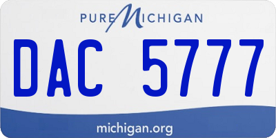 MI license plate DAC5777