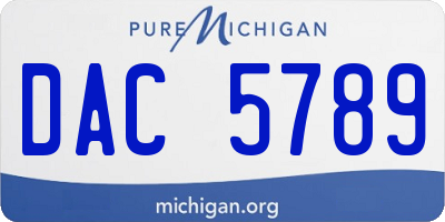MI license plate DAC5789
