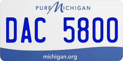 MI license plate DAC5800