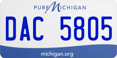 MI license plate DAC5805