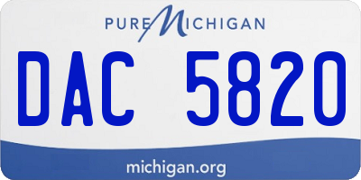 MI license plate DAC5820
