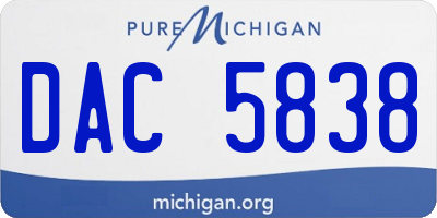 MI license plate DAC5838