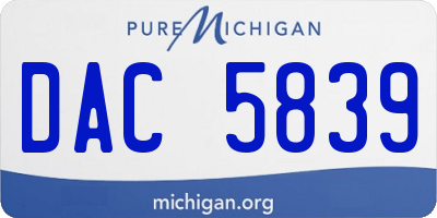 MI license plate DAC5839