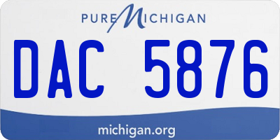 MI license plate DAC5876