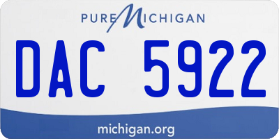 MI license plate DAC5922
