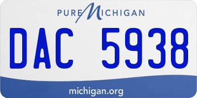 MI license plate DAC5938