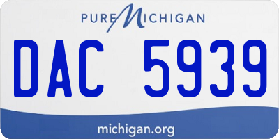 MI license plate DAC5939