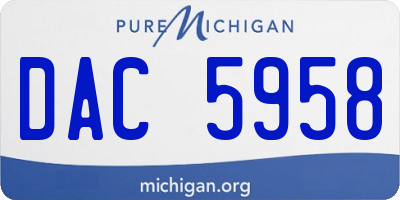 MI license plate DAC5958