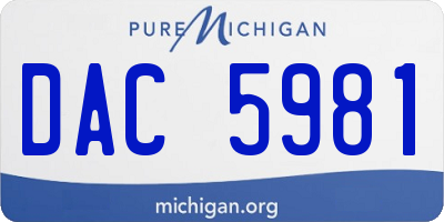 MI license plate DAC5981