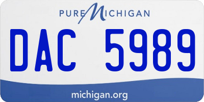 MI license plate DAC5989