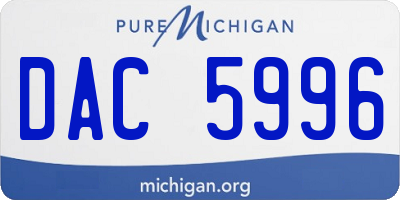 MI license plate DAC5996