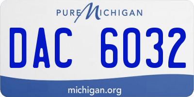 MI license plate DAC6032