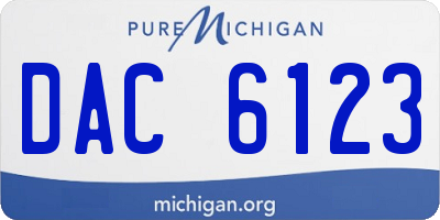 MI license plate DAC6123