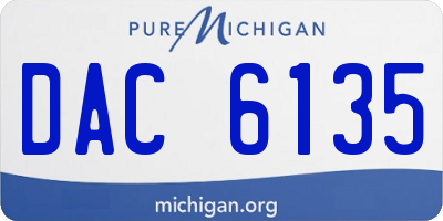 MI license plate DAC6135