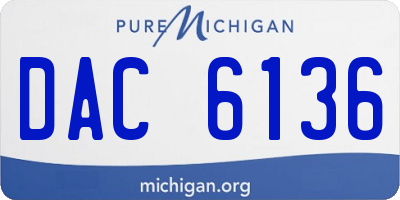 MI license plate DAC6136