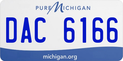 MI license plate DAC6166