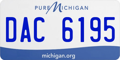 MI license plate DAC6195