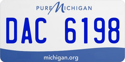 MI license plate DAC6198