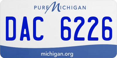MI license plate DAC6226