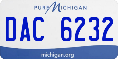 MI license plate DAC6232