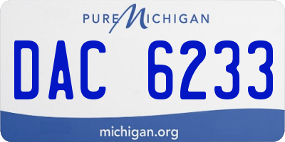 MI license plate DAC6233