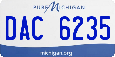 MI license plate DAC6235