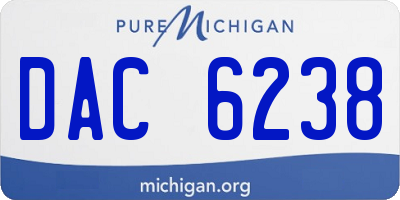 MI license plate DAC6238