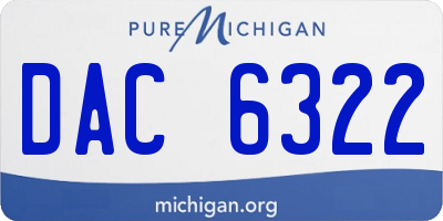MI license plate DAC6322