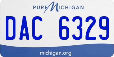 MI license plate DAC6329