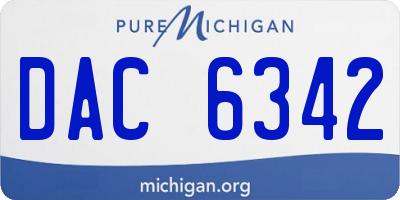 MI license plate DAC6342