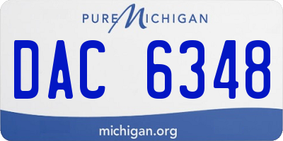 MI license plate DAC6348