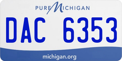MI license plate DAC6353