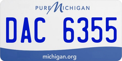 MI license plate DAC6355