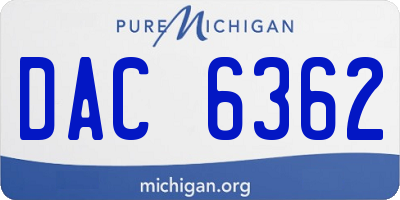 MI license plate DAC6362