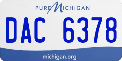 MI license plate DAC6378