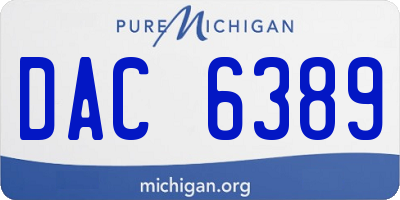 MI license plate DAC6389