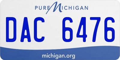 MI license plate DAC6476