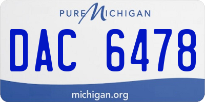 MI license plate DAC6478